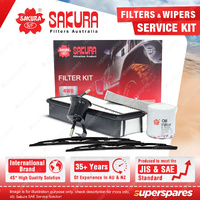 Sakura Front Wiper Blades & Filter Service Kit for Toyota Hilux GGN25 4.0L 05-On