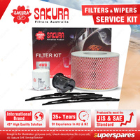 Sakura Front Wiper Blades & Filter Service Kit for Toyota Landcruiser FZJ105R
