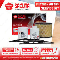 Sakura Front Wiper Blades & Filter Kit for Toyota Hilux Surf KZN185 3.0L 99-00