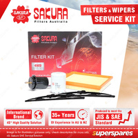 Sakura Front Wiper Blades & Filter Service Kit for Ford Courier PG 2.6L 02-04