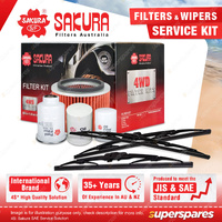Front Rear Wiper Blades & 4WD Filter Service Kit for Nissan Patrol GU 4.2L 98-04