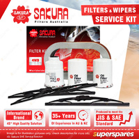 Front Rear Wiper Blades & 4WD Filter Service Kit for Nissan Patrol GU 4.2L 00-03