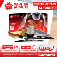 Sakura Front Wiper Blades & Filter Service Kit for Nissan Navara D23 NP300 2.3L
