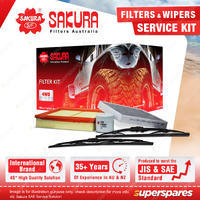 Sakura Front Wiper Blades & Filter Service Kit for Nissan Navara D23 NP300 2.5L
