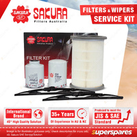Sakura Front Wiper Blades & Filter Service Kit for Ford Courier PG PH 2.5L Round