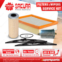 Sakura Front Wiper Blades & Filter Service Kit for Ssangyong Korando 3.2L 98-00