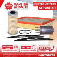 Sakura Front Wiper Blades & Filter Service Kit for Ssangyong Kyron D100 2.0L 2.7