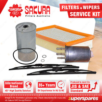 Sakura Front Wiper Blades & Filter Service Kit for Ssangyong Musso 2.9L