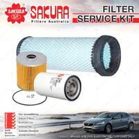 Sakura Oil Air Fuel Filter Service Kit for Hino 500 Series 1018 FC6J 03/2008-On