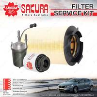 Sakura Oil Air Fuel Filter Service Kit for Volkswagen Golf Mk VI 90 TSI 09-2014