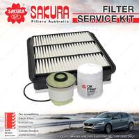 Sakura Oil Air Fuel Filter Service Kit for Mitsubishi Triton MQ 2.5L TD 01/15-on