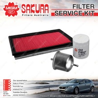Sakura Oil Air Fuel Filter Service Kit for Nissan Navara D22 3.0L V6 06/00-2005