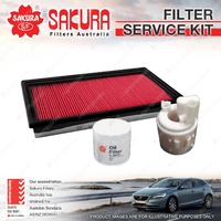 Sakura Oil Air Fuel Filter Service Kit for Nissan Pulsar N16 X-Trail T30 Petrol