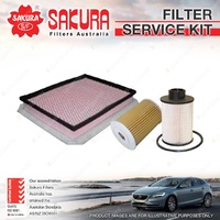 Sakura Oil Air Fuel Filter Service Kit for Holden Astra AH 1.9L CDTi 06/06-03/10