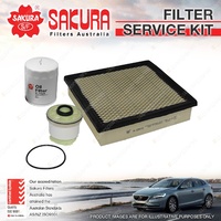 Sakura Oil Air Fuel Filter Service Kit for Mitsubishi Triton MQ 2.4L TD 01/15-on