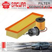 Sakura Oil Air Fuel Filter Service Kit for Citroen C3 1.4L Petrol 4Cyl 02-03/09
