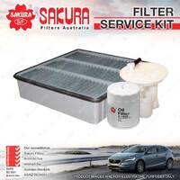 Sakura Oil Air Fuel Filter Service Kit for Mitsubishi Lancer CH 2.4L 4Cyl 05-07