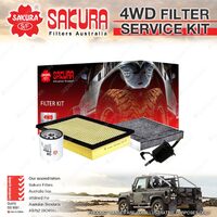 Sakura 4WD Filter Service Kit for Toyota Hilux GGN120R 6CYL 4L Petrol 15-on