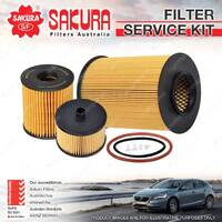 Sakura Oil Air Fuel Filter Service Kit for Volvo C30 M S40 V50 2.0L Turbo Diesel