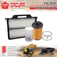 Sakura Oil Fuel Cabin Filter Service Kit for Hitachi ZX130-5 3.0L 4JJ1X 2016-On