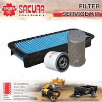 Sakura Oil Fuel Cabin Filter Service Kit for Kubota M6040 M7040 M8540 3.3L 06-On