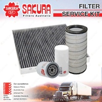 Sakura Oil Air Fuel Cabin Filter Service Kit for Mack Granite 12.8L MP8 2008-On