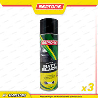 3 x Septone Acrylic Spray Paint Aerosol Matt Black 400 Gram Fast Drying