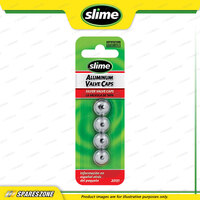 Slime Valve Cap - Anodized Aluminium - Silver Tyre Sensor Safe Pack of 4