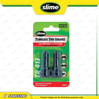 Slime Rubber Tire Valve Stems 1-1/4" TR413 Schrader Valve Stem and Cap Pack of 2