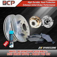 Front Wheel Bearing Hub Assembly + Brake Rotor Pad Kit for Ford Taurus DN DP