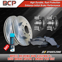 Front Wheel Bearing Hub Ass + Rotor Pad for Holden Commodore VY VT VZ VU W/O ABS