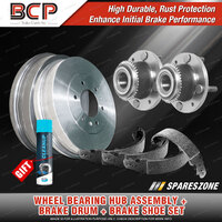 Rear Wheel Bearing Hub Assembly + Brake Drum Shoe Kit for Mitsubishi Pajero QA