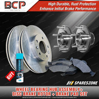 Rear Wheel Bearing Hub Assembly + Brake Rotor Pad Kit for Mitsubishi Verada KH