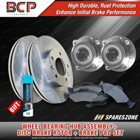 Rear Wheel Bearing Hub Assembly + Brake Rotor Pad Kit for Mitsubishi 380 DB