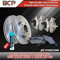Rear Wheel Bearing Hub Ass + Brake Rotor Pad Kit for Toyota Corolla ZZE122 ABS