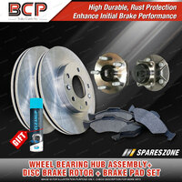 Rear Wheel Bearing Hub Assembly + Brake Rotor Pad Kit for Toyota Prius NHW20
