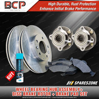 Front Wheel Bearing Hub Assembly + Brake Rotor Pad Kit for Mazda CX-3 DK AWD