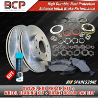 Swivel Hub Wheel Bearing Kit + Brake Rotor Pad for Toyota Landcruiser FJ75 90-93