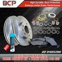 Swivel Hub & Wheel Bearing Kit + Brake Set for Toyota Landcruiser FZJ HDJ HZJ 80