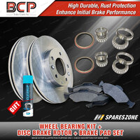 Front Wheel Bearing Kit + Brake Rotor Pad Set for Ford F100 F150 RWD 1974-1992