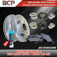 Front Wheel Bearing Kit + Brake Rotor Pad Set for Holden Torana LX UC Girl Cal