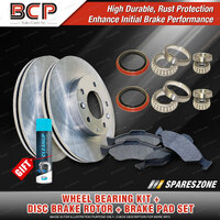 Front Wheel Bearing Kit + Brake Rotor Pad Set for Ford Fairlane ZH ZJ ZK ZL PBR