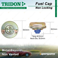 Tridon Non Vented Non Locking Fuel Cap for Chrysler Lancer LA LB 1.4L - 1.6L