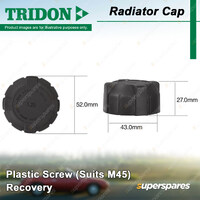 Tridon Recovery Radiator Cap Plastic Screw for MINI Cooper R52 1.6L