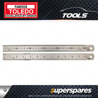 Toledo Stainless Steel Double Sided Metric & Imperial Rule - 300mm Marking 2