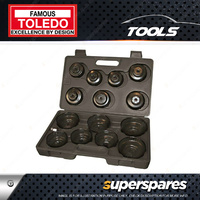 Toledo 15Pc of Oil Filter Cup Wrench Set 3/8" Square Drive with black alloy cup