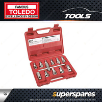 Toledo 12 Pcs of Drain Plug Remover Set - Hex & Sq. Dr. & Sliding T bar adaptor