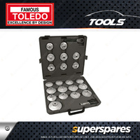 Toledo 21 pc of Oil Filter Cup Wrench Set - Aluminium Chrome 1/2" Square Drive