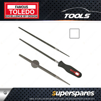 Toledo 100mm Length Square File with Bastard Cut With Handle & Carded Pack