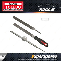 Toledo 150mm Length Tapered Mill Saw File with Handle - Second Cut Carded Pack